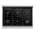 ZLINE Autograph Edition 36 in. 5.2 cu. ft. Paramount Gas Range with 6 Burner Cooktop and Convection Gas Oven in Stainless Steel with Polished Nickel Helix Handle and Knob Accents (SGRZ-36-KPN)