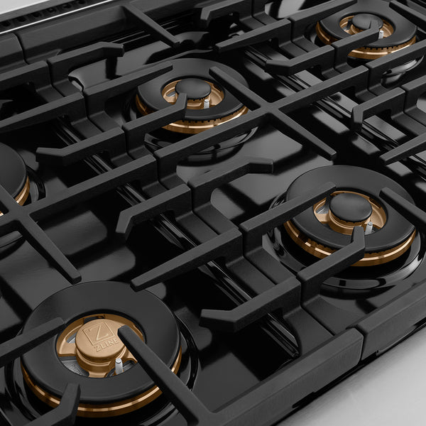 ZLINE 36 in. 5.2 cu. ft. Paramount Gas Range with 6 Burner DuoPro™ Cooktop and Convection Gas Oven with Black Matte Door (PSGR-BLM-36)