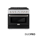 ZLINE 36 in. 5.2 cu. ft. Paramount Gas Range with 6 Burner DuoPro™ Cooktop and Convection Gas Oven with Black Matte Door (PSGR-BLM-36)