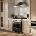 ZLINE 36 in. 5.2 cu. ft. Paramount Gas Range with 6 Burner DuoPro™ Cooktop and Convection Gas Oven with Black Matte Door (PSGR-BLM-36)