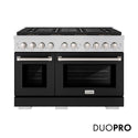 ZLINE 48 in. 6.7 cu. ft. Paramount Gas Range with 8 Burner DuoPro™ Cooktop and Dual Ovens with Black Matte Doors (PSGR-BLM-48)