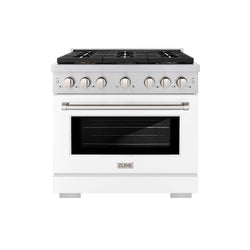 ZLINE 36 in. 5.2 cu. ft. Paramount Gas Range with 6 Burner DuoPro™ Cooktop and Convection Gas Oven with White Matte Door (PSGR-WM-36)