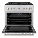 ZLINE 36 in. 5.2 cu. ft. Paramount Gas Range with 6 Burner DuoPro™ Cooktop and Convection Gas Oven with White Matte Door (PSGR-WM-36)
