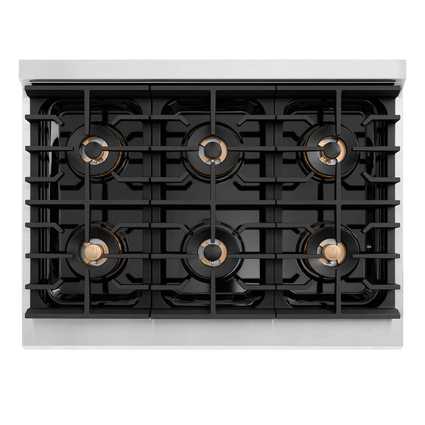 ZLINE 36 in. 5.2 cu. ft. Paramount Gas Range with 6 Burner DuoPro™ Cooktop and Convection Gas Oven with White Matte Door (PSGR-WM-36)