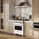 ZLINE 36 in. 5.2 cu. ft. Paramount Gas Range with 6 Burner DuoPro™ Cooktop and Convection Gas Oven with White Matte Door (PSGR-WM-36)
