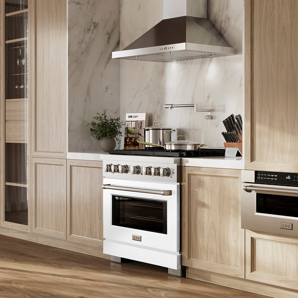 ZLINE 36 in. 5.2 cu. ft. Paramount Gas Range with 6 Burner DuoPro™ Cooktop and Convection Gas Oven with White Matte Door (PSGR-WM-36)