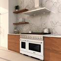 ZLINE 48 in. 6.7 cu. ft. Paramount Gas Range with 8 Burner DuoPro™ Cooktop and Dual Ovens with White Matte Doors (PSGR-WM-48)