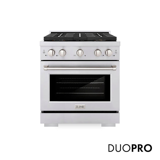 ZLINE 30 in. 4.2 cu. ft. Paramount Gas Range with 4 Burner DuoPro™ Cooktop and Convection Gas Oven in Stainless Steel, Open Box-Good Condition