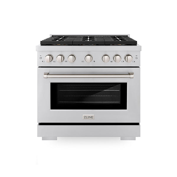ZLINE 36 in. 5.2 cu. ft. Paramount Gas Range with 6 Burner DuoPro™ Cooktop and Convection Gas Oven in Stainless Steel, Open Box-Good Condition