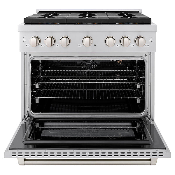 ZLINE 36 in. 5.2 cu. ft. Paramount Gas Range with 6 Burner DuoPro™ Cooktop and Convection Gas Oven in Stainless Steel, Open Box-Good Condition