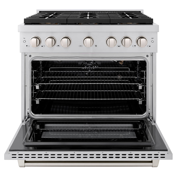 ZLINE 36 in. 5.2 cu. ft. Paramount Gas Range with 6 Burner DuoPro™ Cooktop and Convection Gas Oven in Stainless Steel (PSGR36)