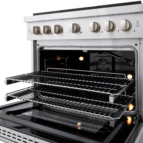 ZLINE 36 in. 5.2 cu. ft. Paramount Gas Range with 6 Burner DuoPro™ Cooktop and Convection Gas Oven in Stainless Steel, Open Box-Great Condition