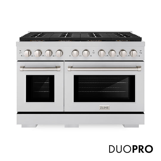 ZLINE 48 in. 6.7 cu. ft. Paramount Gas Range with 8 Burner DuoPro™ Cooktop and Dual Ovens in Stainless Steel, Open Box-Good Condition
