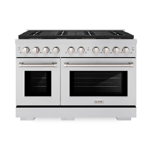 ZLINE 48 in. 6.7 cu. ft. Paramount Gas Range with 8 Burner DuoPro™ Cooktop and Dual Ovens in Stainless Steel, Open Box-Good Condition