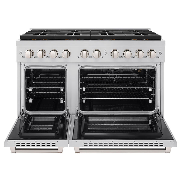 ZLINE 48 in. 6.7 cu. ft. Paramount Gas Range with 8 Burner DuoPro™ Cooktop and Dual Ovens in Stainless Steel, Open Box-Good Condition