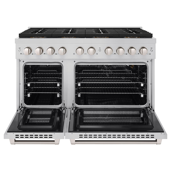 ZLINE 48 in. 6.7 cu. ft. Paramount Gas Range with 8 Burner DuoPro™ Cooktop and Dual Ovens in Stainless Steel, Open Box-Great Condition