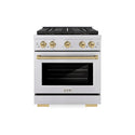 ZLINE Autograph Edition 30 in. 4.2 cu. ft. Paramount Gas Range with 4 Burner DuoPro™ Cooktop and Convection Gas Oven in Stainless Steel with Champagne Bronze Accents, Open Box-Good Condition