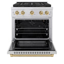 ZLINE Autograph Edition 30 in. 4.2 cu. ft. Paramount Gas Range with 4 Burner DuoPro™ Cooktop and Convection Gas Oven in Stainless Steel with Champagne Bronze Accents (PSGRZ-30-CB)