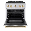 ZLINE Autograph Edition 30 in. 4.2 cu. ft. Paramount Gas Range with 4 Burner DuoPro™ Cooktop and Convection Gas Oven in Stainless Steel with Polished Gold Accents, Open Box-Great Condition