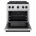 ZLINE Autograph Edition 30 in. 4.2 cu. ft. Paramount Gas Range with 4 Burner DuoPro™ Cooktop and Convection Gas Oven in Stainless Steel with Matte Black Accents, Open Box-Good Condition