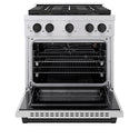ZLINE Autograph Edition 30 in. 4.2 cu. ft. Paramount Gas Range with 4 Burner DuoPro™ Cooktop and Convection Gas Oven in Stainless Steel with Matte Black Accents, Open Box-Great Condition