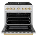 ZLINE Autograph Edition 36 in. 5.2 cu. ft. Paramount Gas Range with 6 Burner DuoPro™ Cooktop and Convection Gas Oven in Stainless Steel and Champagne Bronze Accents (PSGRZ-36-CB)