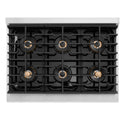 ZLINE Autograph Edition 36 in. 5.2 cu. ft. Paramount Gas Range with 6 Burner DuoPro™ Cooktop and Convection Gas Oven in Stainless Steel and Champagne Bronze Accents (PSGRZ-36-CB)