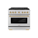 ZLINE Autograph Edition 36 in. 5.2 cu. ft. Paramount Gas Range with 6 Burner DuoPro™ Cooktop and Convection Gas Oven in Stainless Steel and Polished Gold Accents (PSGRZ-36-G)