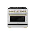 ZLINE Autograph Edition 36 in. 5.2 cu. ft. Paramount Gas Range with 6 Burner DuoPro™ Cooktop and Convection Gas Oven in Stainless Steel and Polished Gold Accents, Open Box-Great Condition