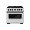 ZLINE Autograph Edition 36 in. 5.2 cu. ft. Paramount Gas Range with 6 Burner DuoPro™ Cooktop and Convection Gas Oven in Stainless Steel and Matte Black Accents (PSGRZ-36-MB)