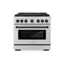 ZLINE Autograph Edition 36 in. 5.2 cu. ft. Paramount Gas Range with 6 Burner DuoPro™ Cooktop and Convection Gas Oven in Stainless Steel and Matte Black Accents, Open Box-Good Condition