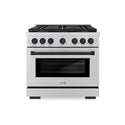 ZLINE Autograph Edition 36 in. 5.2 cu. ft. Paramount Gas Range with 6 Burner DuoPro™ Cooktop and Convection Gas Oven in Stainless Steel and Matte Black Accents, Open Box-Great Condition