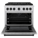 ZLINE Autograph Edition 36 in. 5.2 cu. ft. Paramount Gas Range with 6 Burner DuoPro™ Cooktop and Convection Gas Oven in Stainless Steel and Matte Black Accents (PSGRZ-36-MB)