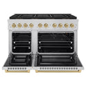 ZLINE Autograph Edition 48 in. 6.7 cu. ft. Paramount Gas Range with 8 Burner DuoPro™ Cooktop and Dual Ovens in Stainless Steel and Champagne Bronze Accents (PSGRZ-48-CB)