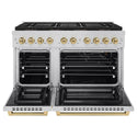 ZLINE Autograph Edition 48 in. 6.7 cu. ft. Paramount Gas Range with 8 Burner DuoPro™ Cooktop and Dual Ovens in Stainless Steel and Champagne Bronze Accents, Open Box-Good Condition