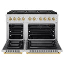 ZLINE Autograph Edition 48 in. 6.7 cu. ft. Paramount Gas Range with 8 Burner DuoPro™ Cooktop and Dual Ovens in Stainless Steel and Champagne Bronze Accents, Open Box-Great Condition