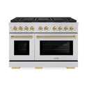 ZLINE Autograph Edition 48 in. 6.7 cu. ft. Paramount Gas Range with 8 Burner DuoPro™ Cooktop and Dual Ovens in Stainless Steel and Polished Gold Accents, Open Box-Good Condition