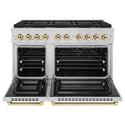 ZLINE Autograph Edition 48 in. 6.7 cu. ft. Paramount Gas Range with 8 Burner DuoPro™ Cooktop and Dual Ovens in Stainless Steel and Polished Gold Accents (PSGRZ-48-G)