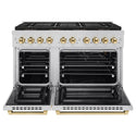 ZLINE Autograph Edition 48 in. 6.7 cu. ft. Paramount Gas Range with 8 Burner DuoPro™ Cooktop and Dual Ovens in Stainless Steel and Polished Gold Accents, Open Box-Great Condition