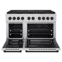 ZLINE Autograph Edition 48 in. 6.7 cu. ft. Paramount Gas Range with 8 Burner DuoPro™ Cooktop and Dual Ovens in Stainless Steel and Matte Black Accents (PSGRZ-48-MB)