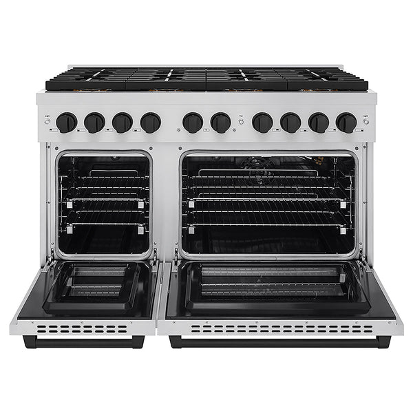 ZLINE Autograph Edition 48 in. 6.7 cu. ft. Paramount Gas Range with 8 Burner DuoPro™ Cooktop and Dual Ovens in Stainless Steel and Matte Black Accents, Open Box-Good Condition