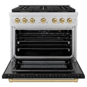 ZLINE Autograph Edition 36 in. 5.2 cu. ft. Paramount Gas Range with 6 Burner DuoPro™ Cooktop and Convection Gas Oven with Black Matte Door and Champagne Bronze Accents (PSGRZ-BLM-36-CB)