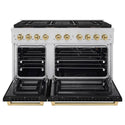 ZLINE Autograph Edition 48 in. 6.7 cu. ft. Paramount Gas Range with 8 Burner DuoPro™ Cooktop and Dual Ovens with Black Matte Doors and Champagne Bronze Accents, Open Box-Good Condition