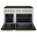 ZLINE Autograph Edition 48 in. 6.7 cu. ft. Paramount Gas Range with 8 Burner DuoPro™ Cooktop and Dual Ovens with Black Matte Doors and Champagne Bronze Accents, Open Box-Great Condition