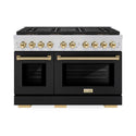 ZLINE Autograph Edition 48 in. 6.7 cu. ft. Paramount Gas Range with 8 Burner DuoPro™ Cooktop and Dual Ovens with Black Matte Doors and Polished Gold Accents, Open Box-Good Condition