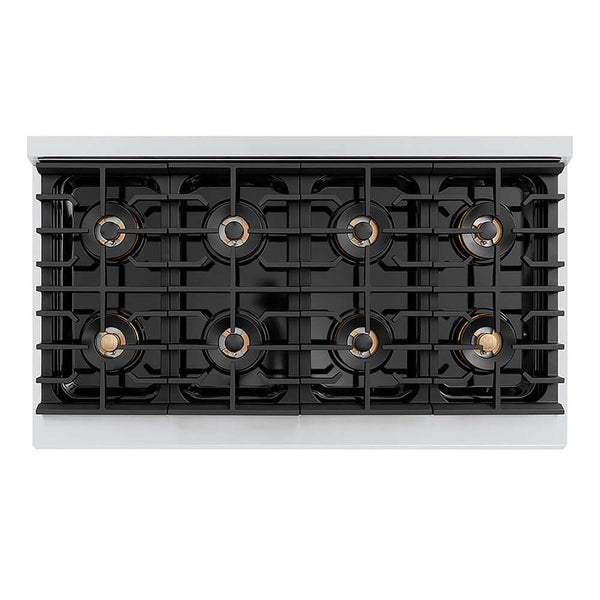 ZLINE Autograph Edition 48 in. 6.7 cu. ft. Paramount Gas Range with 8 Burner DuoPro™ Cooktop and Dual Ovens with Black Matte Doors and Polished Gold Accents, Open Box-Good Condition