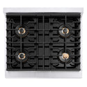 ZLINE Autograph Edition 30 in. 4.2 cu. ft. Paramount Gas Range with 4 Burner DuoPro™ Cooktop and Convection Gas Oven in Stainless Steel with White Matte Door and Champagne Bronze Accents, Open Box-Good Condition