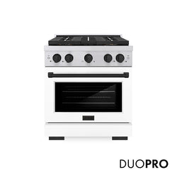 ZLINE Autograph Edition 30 in. 4.2 cu. ft. Paramount Gas Range with 4 Burner DuoPro™ Cooktop and Convection Gas Oven in Stainless Steel with White Matte Door and Matte Black Accents, Open Box-Great Condition