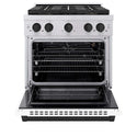 ZLINE Autograph Edition 30 in. 4.2 cu. ft. Paramount Gas Range with 4 Burner DuoPro™ Cooktop and Convection Gas Oven in Stainless Steel with White Matte Door and Matte Black Accents, Open Box-Good Condition