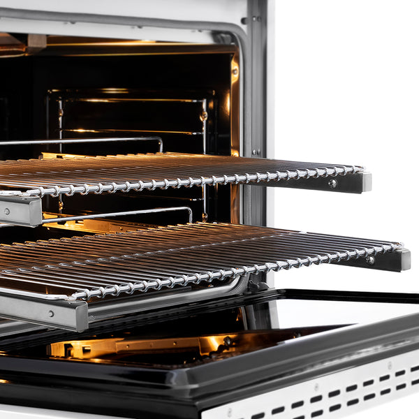ZLINE Autograph Edition 36 in. 5.2 cu. ft. Paramount Gas Range with 6 Burner DuoPro™ Cooktop and Convection Gas Oven with White Matte Door and Polished Gold Accents (PSGRZ-WM-36-G)